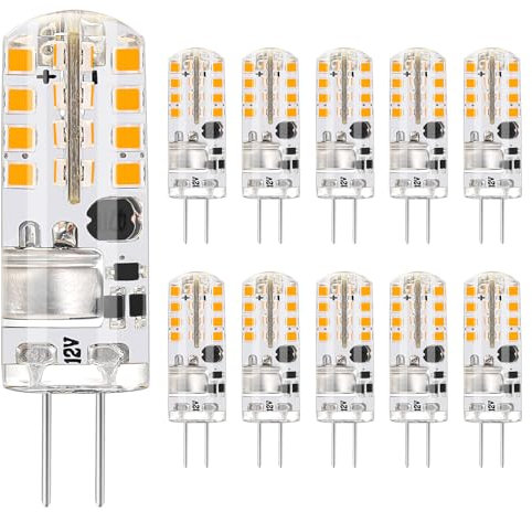 I-SHUNFA Ampoules LED G4 12V AC/DC Non-Dimmable,180LM Blanc Chaud 2700K, Economie d'énergie Ampoules LED Pas de scintillement,1.6W Remplace 16W Halogène, pour hottes d'aspiration, Lot de 10