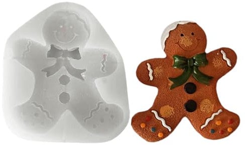 PLUSHCEWT Christmas Silicone Mould Gingerbread Man Silicone Mould for Christmas Cake Decoration Cookie Baking Chocolate Mold DIY Making Candles Soap