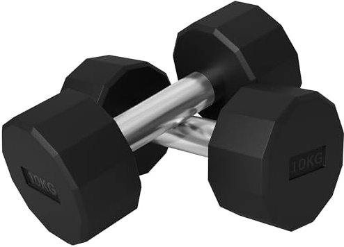 SPORTNOW Kurzhantel-Set 2 x 10 kg, Hantelset aus Metall, 2er Set Rutschfest Kurzhanteln, für Krafttraining und Fitness, Schwarz