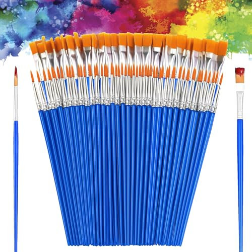 60 Pcs Small Paint Brush, Art Paint Brushes Paint Brush Set Kids for Watercolor Painting, Acrylic Painting, Rock Painting, Face Painting, Body Painting & Crafts, Artist Brushes for Detail Painting