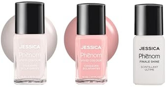 JESSICA Phēnom 3-Piece Nail Polish Gift Set | Long Lasting Nail Polish & Gel Effect Nail Varnish | Chip-Resistant & No UV Lamp Needed | Quick Dry Nail Polish Set & Top Coat | Daydream Trio | 3 x 14ml