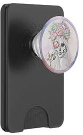 Visage de femme en gris rose et à la menthe AFB0028 PopSockets PopGrip - Support et Grip pour Smartphone/Tablette avec un Top Interchangeable PopSockets PopWallet pour MagSafe