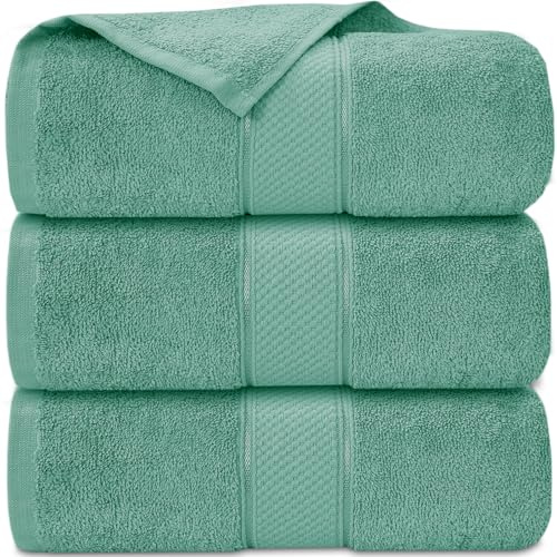 Casabella Pack of 3 Super Jumbo Extra Large Bath Sheet Towels100% Cotton 90cm x 180cm_Sea Foam