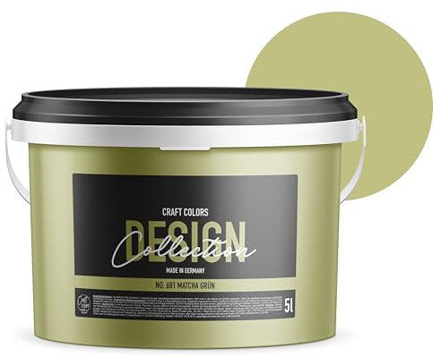 Craft Colors® Peinture murale de qualité supérieure - 5 l - Finition mate - Fabriquée en Allemagne - Collection Design n° 681 - Vert matcha