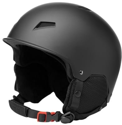 Harilla Skihelm Snowboardhelm Snowboardhelm zum Skifahren Snowboarden Einstellbare Passform mit Belüftungsöffnungen Schneesporthelm Kopfbedeckung, Schwarz, S