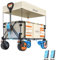 Litheli Elektrokarre Bollerwagen Faltbar, Handwagen Klappbar Doppelmotor mit Bremsen 150L 60KG Belastbar, Faltbollerwagen geeignet für Camping, Garten, Strand, Einkauf (Beige+Dachplane)