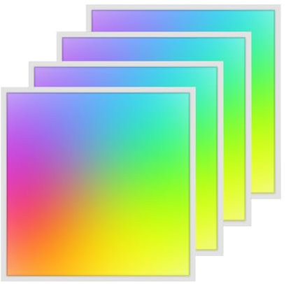 Oraymin 4er LED Panel Deckenleuchte RGB, 45x45CM Deckenlampe mit Fernbedienung, 28W 3100LM Deckenlampe Wohnzimmer, 3000K-6500K Ultra Dünn Panel für Wohnzimmer Kinderzimmer schlafzimmer
