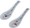 Lot de 2 cuillères à soupe en porcelaine de qualité supérieure - Chat porte-bonheur Maneki Neko - Kawaii - Design japonais - Cuillère à riz - Cuillère à ramen - Cuillère à dessert - Bleu et rouge