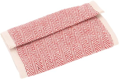 GURU SHOP Goa Tabakbeutel, Drehtasche, Natürliche Tabaktasche mit Fischgrätenmuster - Rot, Unisex - Erwachsene, 9x17x3 cm
