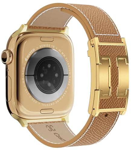 Designer Leather Straps Compatible with Apple Watch 49mm46mm45mm44mm42mm41mm 40mm38mm for Women,Leather Replacement Strap with Magnetic Buckle for iWatch Ultra 2/1/SE/Series 10/9/8/7/6/5/4/3/2/1