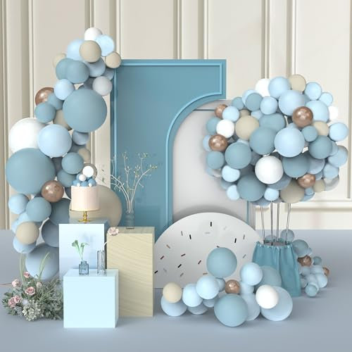 Ballongirlande Blau, 103 Stück Luftballons Bogen Kit, mit Luftballons Blau Champagner Gold Beige und Weiß Ballons für Geburtstag Party Hochzeit Deko (Blaues Gold)