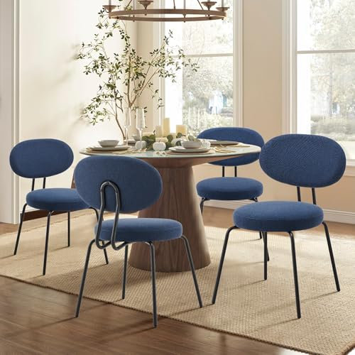 COLAMY Esszimmerstühle 4er Set, Moderne Polsterstühle mit Metallbeinen Ergonomische Küchenstühle Essstühle Set für Esszimmer Küche Wohnzimmer Höhe 47.5 cm, Blau