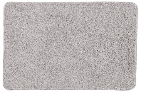 Kleine Wolke Badteppich Scott Silbergrau 50 x 40 cm | OEKO-TEX zertifiziert, rutschhemmende Unterseite, für Fußbodenheizung, maschinenwaschbar, 100% Polyester