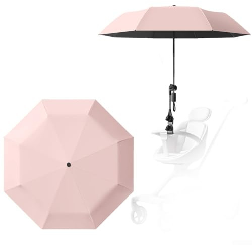 Kinderwagen Sonnenschirm mit sicherem Clip UPF 50+ UV-Schutz für Kinder bei Outdoor-Aktivitäten (Rosa)