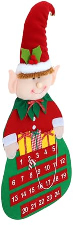 Alipis Filz Adventskalender Hängend Weihnachts Countdown Kalender mit Taschen Interaktiv für Tür und Wand Festlicher Weihnachtskalender zum Befüllen Familie Geeignet