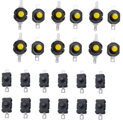 MOTHNUR 24 pezzi Interruttore Pulsante Auto Bloccante per Torcia Mini Struttura Compatta e Molla Flessibile per Apparecchi Elettrici e Prodotti Digitali