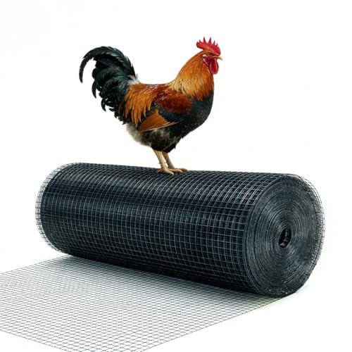 Chicken Wire Fencing Hardware Cloth 1/2inch 24inx50ft PVC Wire Mesh Vinyl Coated Fence Rust Resistant Welded Metal Roll for Outdoor Garden Plant Rabbit Cage Poultry Wire