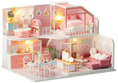 mophrati Basteln Sie Ihr eigenes Miniatur Puppenhaus mit Puppenhausmöbeln und Accessoires – das fördert die Familienbindung und die Für Fantasie.
