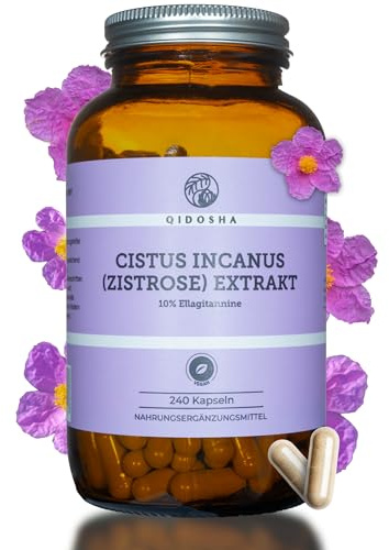 QIDOSHA® Cistus Incanus Extrakt, einziges Produkt mit ausgewiesenem Ellagitannin-Gehalt, 240 Kapseln im Glas, höchster Ellagitannine Gehalt am Markt (10%), deutsche Fertigung, jede Charge laborgeprüft