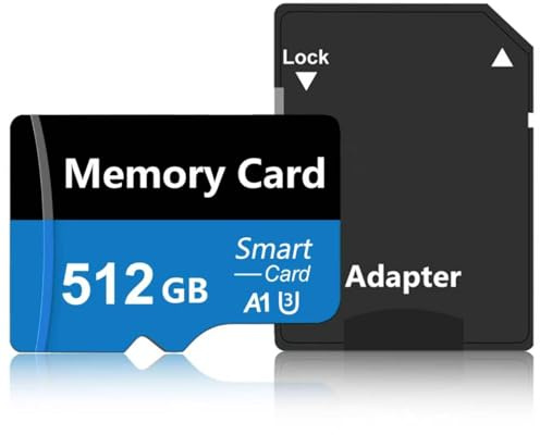 Carte mémoire SD haute vitesse classe 10 avec adaptateur pour smartphone, appareil photo numérique, tablette et drone 512 Go