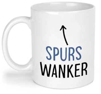 Plumfoolery Spurs Wanker Mug & Coaster Gift Set – Funny Spurs Fan Gift, Novelty Football Mug, Tottenham Supporter Present, Football Banter Gift for Men, Dad, Husband, Friend (White, Mug only)