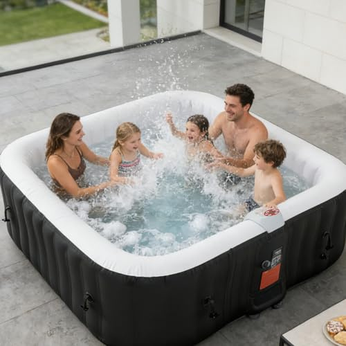Vasca idromassaggio gonfiabile con riscaldatore da 1800 W, massaggio a 130 getti d'aria, spa portatile a risparmio energetico per piccoli giardini, copertura isolante e filtro inclusi
