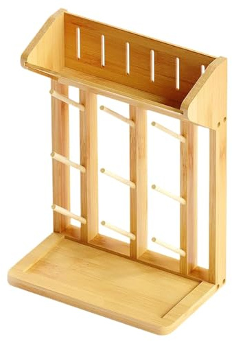 Bamboo Baby Bottle Drying Rack, 9-Bottle Capacity | natural build, countertop organizer, dries bottles and sippy cups, easy cleanup