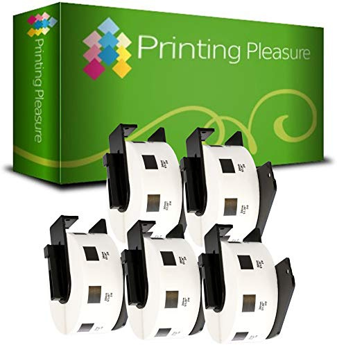 5 x DK11218 Runde-Etiketten kompatibel für Brother P-Touch QL-500 QL-570 QL-700 QL-720NW QL-800 QL-810W QL-820NWB QL-1100 QL-1110NWB | 24mm x 24mm | 1000 Stück | Thermopapier mit Kunststoffhalter