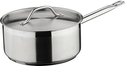 Commichef Plus Superior Blend Stainless Steel Saucepan & Lid, Strong Corrosion Resistance, 24cm Diameter, 5L, Silver