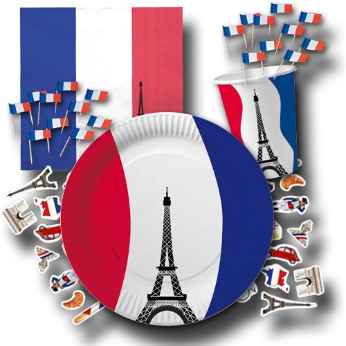 ORDENO Frankreich Motiv-Partygeschirrset Vive LA France