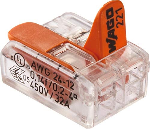 WAGO® Morsetto a 2 conduttori, 4 mm², morsetto di collegamento con leva, 221-412 (16 pezzi)