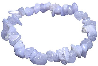 Lebensquelle Plus blauer Chalcedon Splitterarmband | Handgefertigtes Elastisches Stretch Splitter Armband | Echter natürlicher Edelstein (Chalcedon)