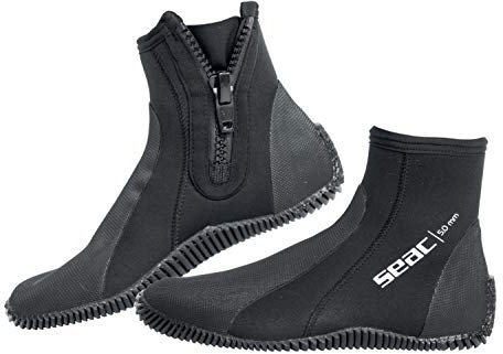 SEAC Regular Boot, 5 mm Neoprene short Diving Boots with Semi-Rigid Sole and Heel and Ankle Protection, Black