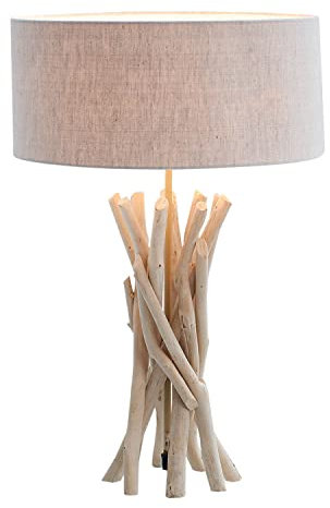 Licht-Erlebnisse Moderne Lampe 62cm kunstvoll einzigartig aus unbehandeltem Treibholz Tischleuchte Natur