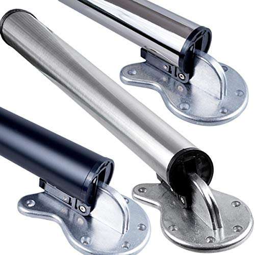 Stahlia Tischbein klappbar 560mm Edelstahl-Optik Ø50mm höhenverstellbare Tischbeine Möbelfuß Tischfuß Verstellfuß für Klapptische inkl. Befestigungsmaterial