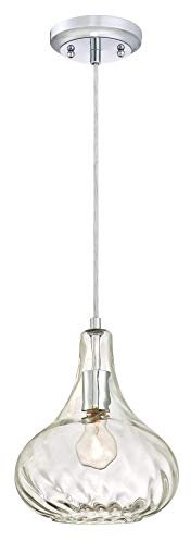 Westinghouse Lighting Design - Lampadario a sospensione in cromo – elegante vetro trasparente, diametro 23 cm, altezza regolabile fino a 159 cm, ideale per soggiorno e cucina, lampada da soffitto