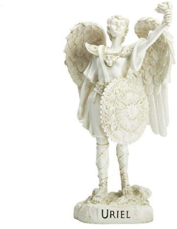 Sarina Kolibal aqasha® Erzengel Uriel Schutzengel Figur Statue Skulptur Dekoration Harz Weiß 18 cm x 10 cm x 10 cm