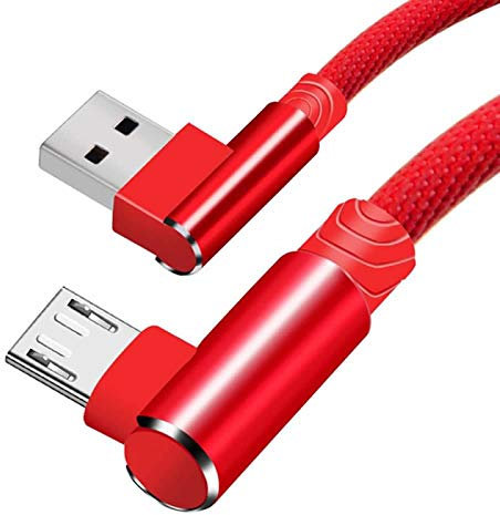 Micro USB Câble,90 degrés Nylon à tressé Haute en Vitesse câble,Cordon Micro USB Cordon de Chargeur Rapide pour Samsung Galaxy S7/S6 Edge, HTC, Motorola, LG, Kindle, Xbox, PS4 et Plus (Red) 6.6ft