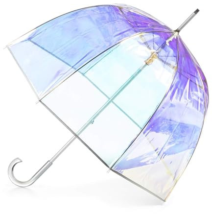 totes Clear Bubble Regenschirm mit Kuppelüberdachung, Leichtes Design, Wind- und Regenschutz, Erwachsene-51, Irisierend, Adults - 51 Canopy, Transparenter Bubble Regenschirm mit Kuppeldach, leichtes