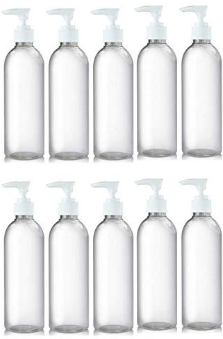 Generise Pump Bottle Dispenser x10 500ml Pump Dispenser Bottle - Ideal for Decanting Shampoos, Sun Creams, Gels etc