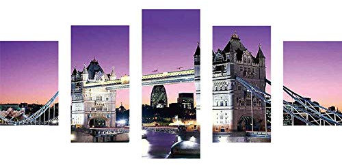 Diamond Painting Kits, Tower Bridge Purple London Night 5 teiliges Multi 5D Diamond Painting Full Drill Diamond Art Perfekt für Entspannung und Home Wall Decor 45x95 cm