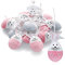 COM-FOUR® 12x Dekoaufhänger Ostern - Osterhase in Ei-Form aus robustem Metall - Osterdeko zum Aufhängen an Strauch, Baum, Tür und Fenster (grau + rosa)