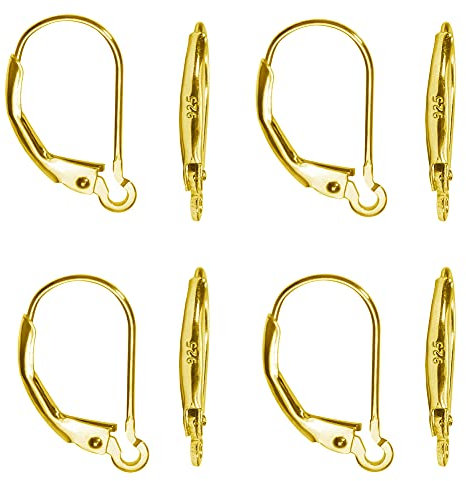 TOAOB 8 Stück 925 Sterling Silber Hebel Zurück Ohrhaken Französische Ohrringhaken 10mm D Form Golden für Schmuckherstellung