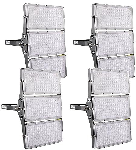 Bellanny LED Strahler 300W 30000LM Scheinwerfer, 3000K Warmweiß Fluter Aussen - IP65 Wasserdicht Wandleuchten Flutlichter Außenstrahler für Garten Garage Hinterhof Werkstatt Sportplatz, 4er Pack