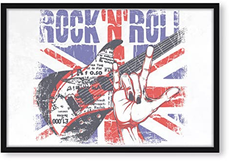 Pixxprint Rock n Roll Light, Poster im Bilderrahmen, Format: 100x70cm, Kunstdruck gerahmt
