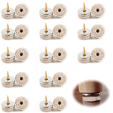 Lxoraziy 40 Stück 22 mm Durchmesser Filz-Pads für Möbelfüße, Dicke Möbelfüße Pad Filz Stuhlgleiter zum Schutz Harter Böden, Filzgleiter Schrauben, Premium Bodenschoner für Stühle und Möbel (22MM)
