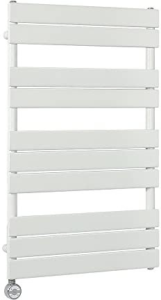 Milano Lustro 600W White Flat Panel Electric Heated Towel Rail Thermostatic - 975mm x 600mm