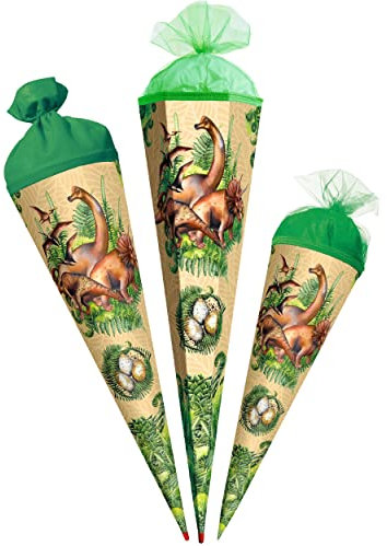 alles-meine.de GmbH Schultüte - Dinosaurier/Dino 35-85 cm Größe wählbar mit Holzspitze - Zuckertüte - Zuckertüte - Tüllabschluß/Filzabschluß - eckig/rund - Jungen -..