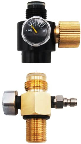 RANRAO PCP-Gastank-Zylinderregler, Einstellbarer Druck 0–2800 psi mit HPA-Tankstiftventil, 4500 psi/300 bar, 5/8-18UNF oder x 1,5-Gewinde