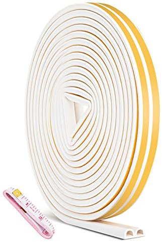 10m Dichtungsband für Türen, Türdichtung Fenster Anti-Kollision/Schalldichter/Wasserdichter/Staubdicht Dichtungsband Selbstklebende - 9mm*6mm Gummi Dichtungsband - Weiß